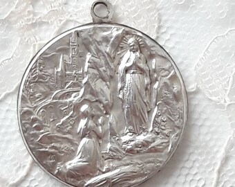 LOURDES Antique French Medal - Large Size