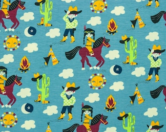 Cotton Jersey joy cowboy and Indians lichtblau (11,90 EUR / meter)