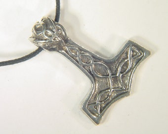 Thor's Hammer Necklace Pewter Pendant Viking Mjollnir Norse Odin 1675A