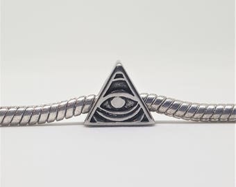 Silver Pyramid Eye Charm for European Bracelets (item 213)