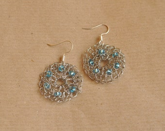 Crochet earrings with swarowski crystals