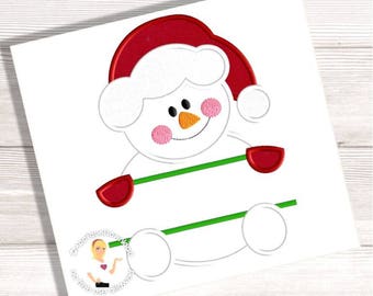 Snowman Split Embroidery Applique - 4 Sizes - Instant EMAIL With Download - for Embroidery Machines