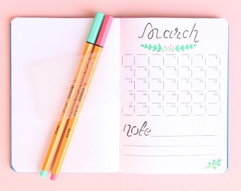 Monthly Overview Stencil, Bullet journal stencil, Calendar stencil, Stencil planner, bujo stencil, Planner template, Layout stencil