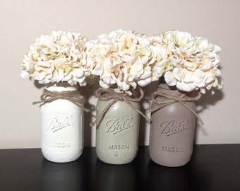 Mason Jar Decor, Painted Mason Jars, Mason Jar Gifts, Rustic Home Decor, Rustic Mason Jar Decor, Farmhouse Decor, Shabby Chic