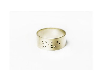 LOVE in Braille 14K Gold Wedding Band