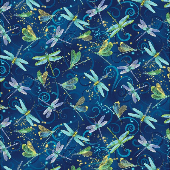 Dragonfly & Butterfly Cotton Fabrics! 5 Options [Choose Your Cut Size ...