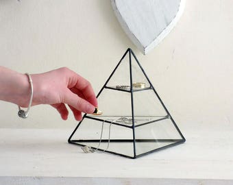 Jewelry Display Box, A Geometric Stained Glass Pyramid, Use As A Jewelry Display Box Or As Your Geometric Jewelry Organizer