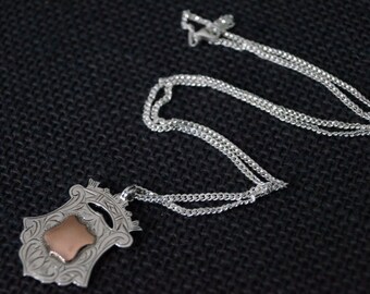 Sterling Silver Fob Medal Pendant - Vintage Silver Medal - 1930 Sterling Silver Silver Fob Medal - Vintage Medal Necklace - Vintage Medal
