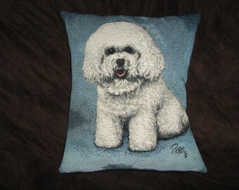 BICHON FRISSE TAPESTRY Pillow Cover Linda Picker artist