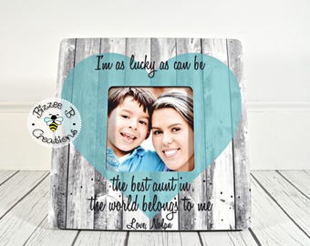 ON SALE Gift For Aunt, Aunt & Nephew Picture Frame, I'm As Lucky As Can Be, Auntie Gift, Favorite Aunt Gift, Aunt and Nephew Gift
