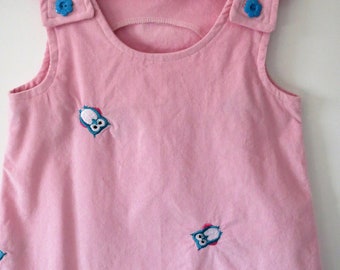Girl, 18 mths - 2T Jumper Dress/Tunic. Pink cordoruy with small embroidery owls.