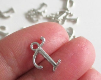 8 Letter T - Silver Charm Uppercase Alphabet - English Alphabet Initial T Pendant - DIY Necklace Findings - 8 PCS - DIY Personalized Jewelry