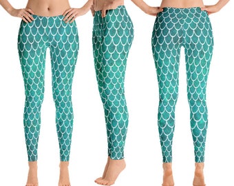 Leggings, Mermaid Leggings, Mermaid, Mermaid Pants, Mermaid Costume, Mermaid Outfit, Printed Leggings, XS, S, M, L, XL