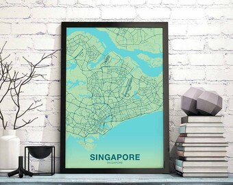  Singapore  map Etsy