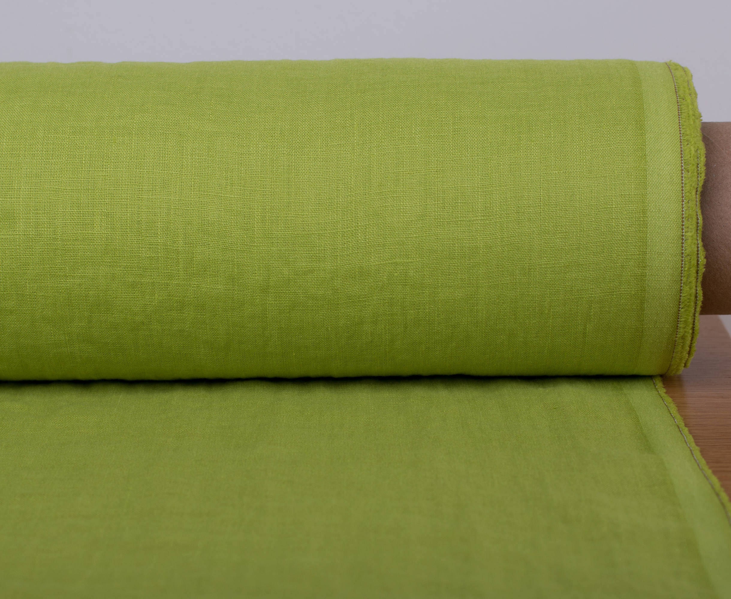 LINEN FABRIC lightweight 135gsm Lime Green. Washed pure 100