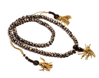 Om Mala Meditation Beads Yak Bone Dyed Dark Colour Ohm 108 Mala beads Tribal Jewellery Prayer Beads Buddhist Free UK Delivery + Gift Bag M4