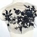 black lace applique, heavy bead lace applique, 3D lace applique with rhinestones, bridal applique, 3d floral, 3d flower applique
