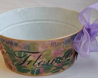 Round Metal Tub Planter "RENOIR" from Springtime in Paris collection