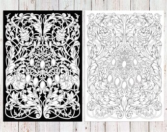Coloring pages. Coloring pages for adults. LineArt Instant Download Printable. Digital coloring. PDF included 2 A4 illustrations