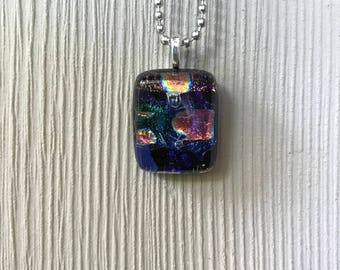 Dichroic fused glass pendant #21