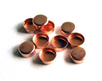 LAST ONE - Bezel Cups - 5 mm Round Solid Copper Plain Wall - Quantity 10 - Jewelry or Craft Supply