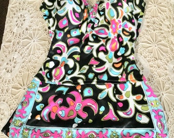 1960’s Vintage Black & Floral Skirted Swimsuit
