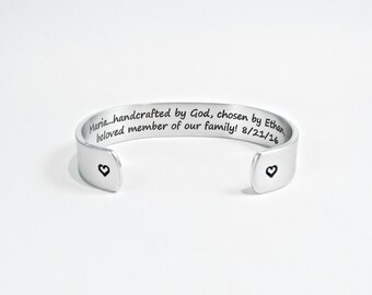 Daughter-In-Law Gift ~ (Name)...handcrafted by God, chosen by (Name), beloved member of our family! (Wedding Date) ~ 1/2" message cuff