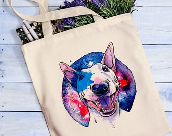 Bull terrier tote bag, Bull, Totes