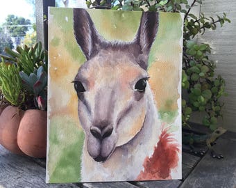Llama Watercolor Painting Fine Art Print 5 x 7