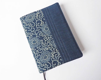 A5 'Indigo' Planner Cover, 2018 Diary, Journal Cover, Removable Fabric Cover, Fits Hobonichi Cousin, Japanese Indigo-Dyed Cotton, UK Seller