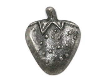 2 Strawberry 3/4 inch (20 mm) Metal Buttons