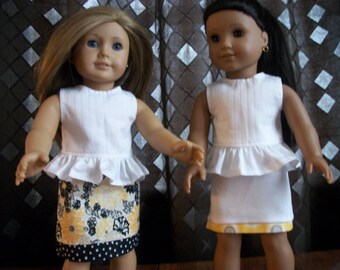 Handmade for 18" Dolls A-Line Skirt or Peplum Style Top -18"Doll Clothes -18" Doll Skirt - 18" doll top