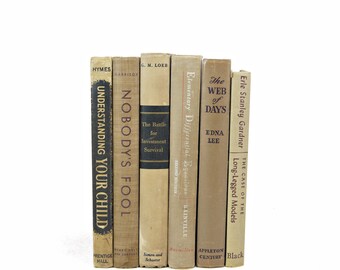 Rustic Camel Brown Books, Antique Decorative Books, Old Book Set Vintage Book Decor, Wedding Centerpiece, Book Collection, Shabby Chic Decor