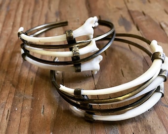 Snake Rib Bone Trio Hoop Earrings