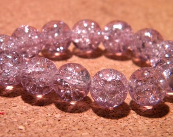 50 10 mm - purple - PF67 Crackle glass beads