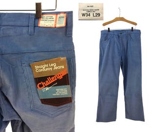 Vintage 70s CHALLENGER NOS Western Cut Corduroy Pants Size 34 x 29 // NWT // Deadstock // 1970s // 34 Waist // 29 Inseam // Boot Cut