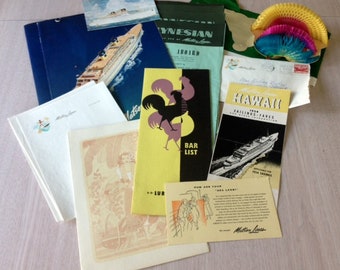 MATSON CRUISE Lines paper ephemera from the ship LURLINE --1954 Hawaii Sailing