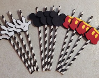 Mickey Mouse themed Straws - Birthday Decorations, Party Supplies