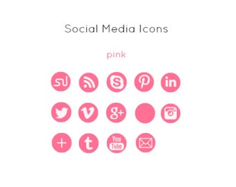 Pink Social Media Icons - Instant Download
