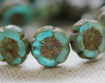 Tropical Reef - Hawaiian Flat Flower Czech Glass Beads (4710-6)