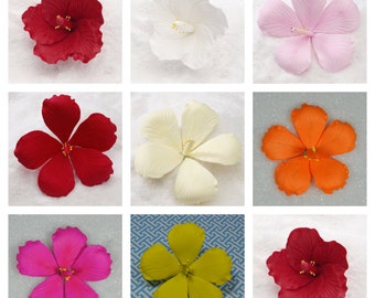 Gumpaste Hibiscus Flowers - Red, White, Pink, Yellow, Orange- Great for Luau or Beach Weddings! - Fondant Edible Wedding Cake Toppers :)