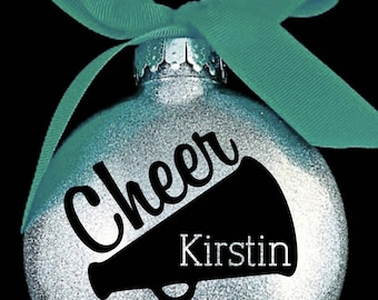 Cheerleader Megaphone Christmas Ornament with Name and Year