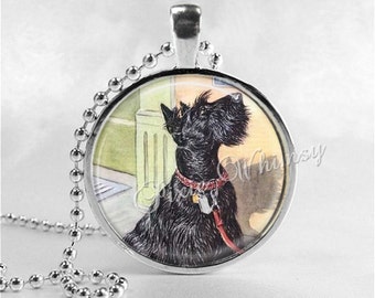 SCOTTY Dog Pendant Necklace, Scottie Scottish Terrier Jewelry, Gift for Dog Owner Glass Photo Art Pendant Necklace