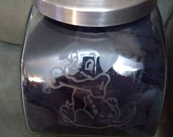 Personalized glass dog treat jar