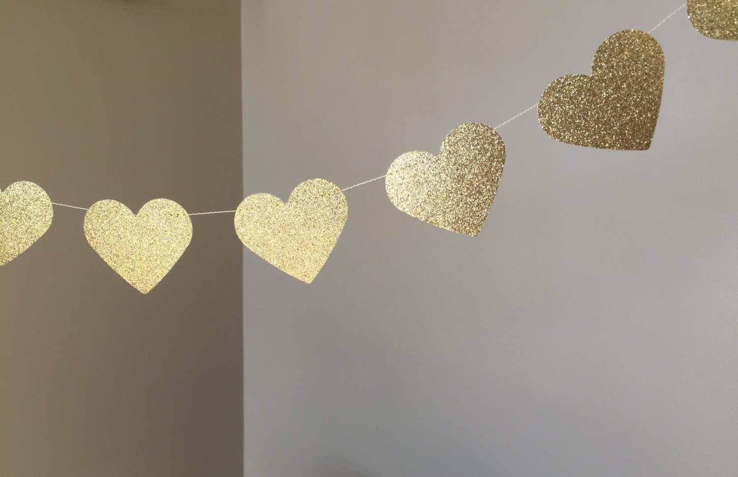 Gold Glitter 10 ft Heart Paper Garland Gold Wedding Decor