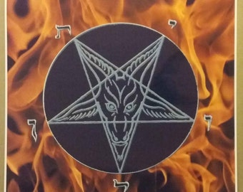Pentagram Fire Poster Size 24" x 24" Evil Art Devil Fire Pentagram Fantasy