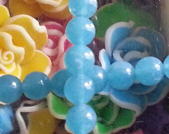 10 pearls of blue sponge quartz with 6mm hole 1 mm