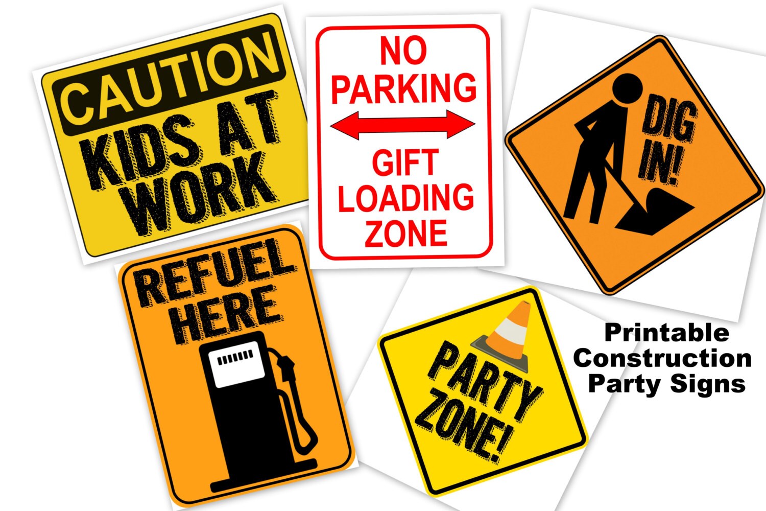 Construction party poster sign PRINTABLE dig in party zone
