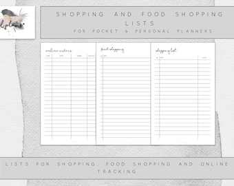 Shopping Lists Printable for Pocket Planners