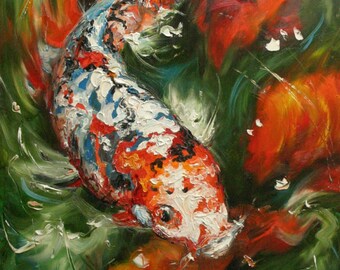 Koi15 16x24inch Print of oil painting by Roz